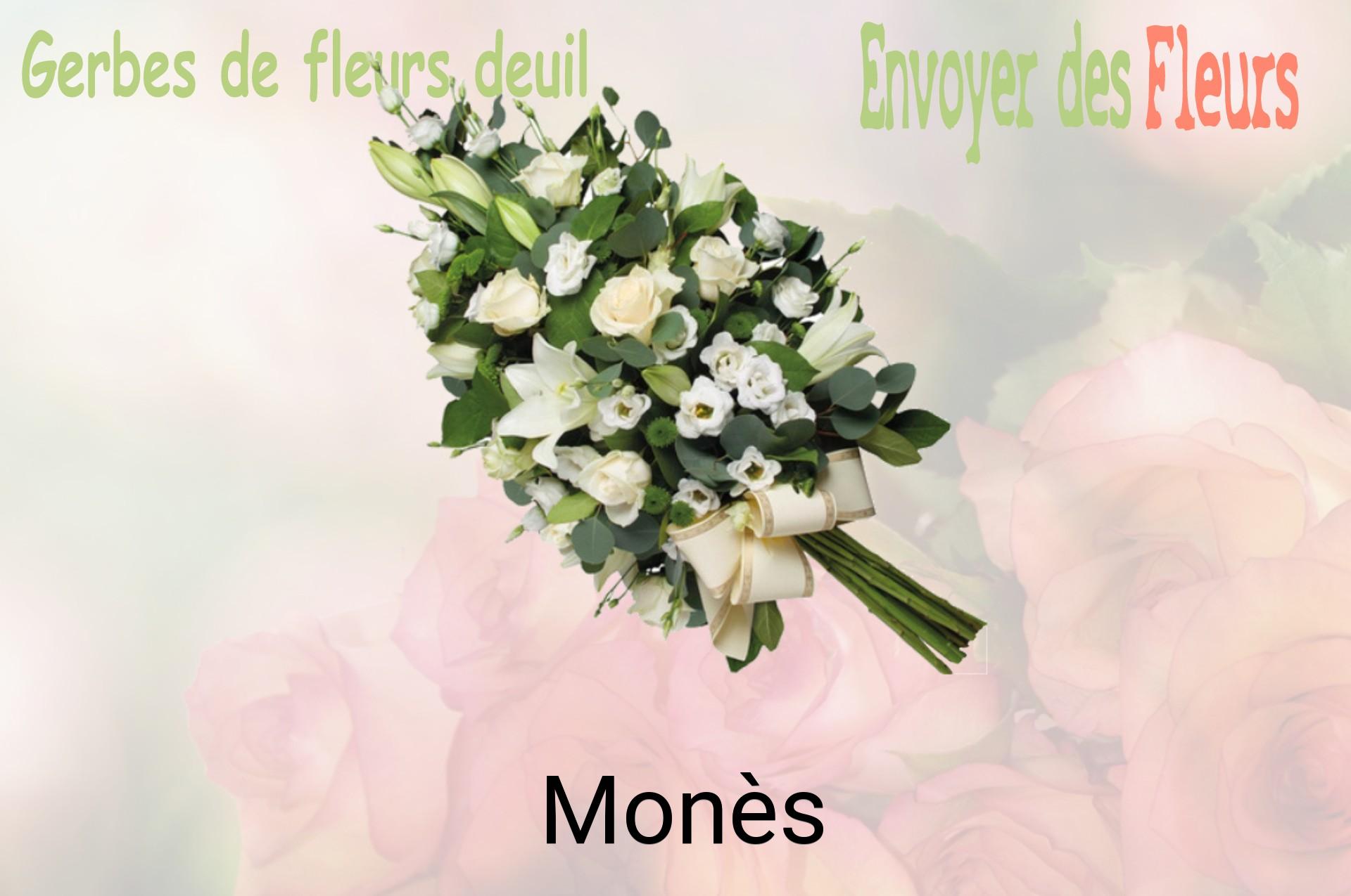 Gerbe de fleurs de deuil livrée à Monès